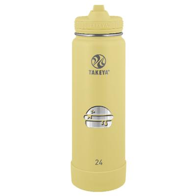 Canary stainless bottle with engraved imprint.