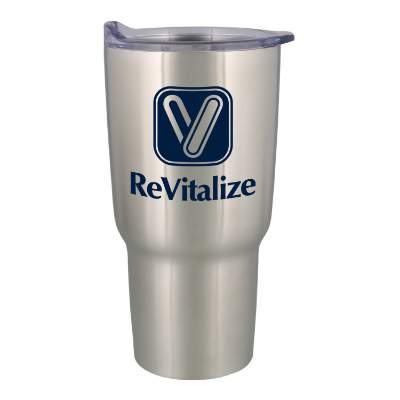 Standard stainless tumbler with custom imprint.