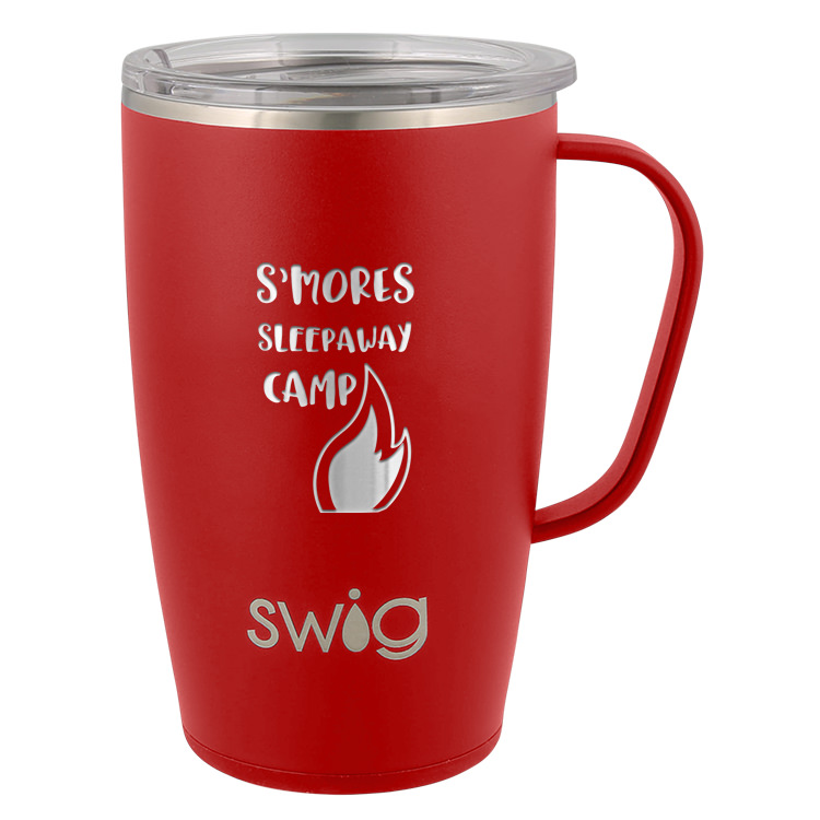 Red Swig mug with embroidered logo.