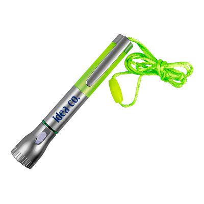 Flashlight and metal pen with a customizable logo.