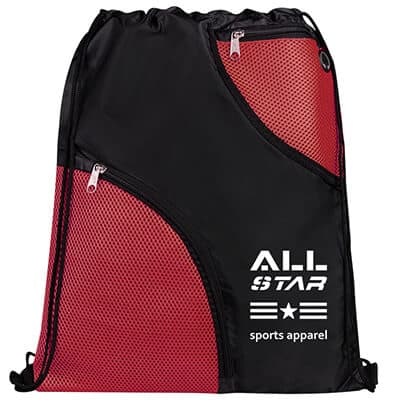 Polyester eclipse sports bag branded with promotional logo.