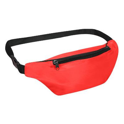 Blank lime polyester fanny pack with compartments for wholesale.