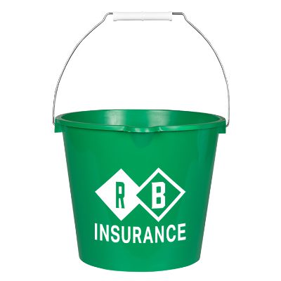 Complete car wash kit with a green bucket with custom promotional logo.