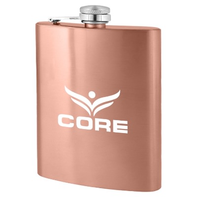 Copper flask with custom imprint in 8 ounces.