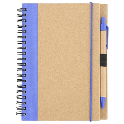 Cardboard notebook with paper pen.