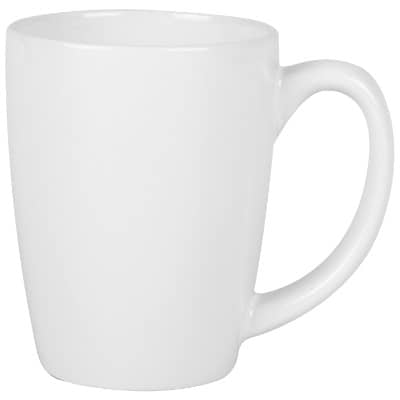 Ceramic white coffee mug with c-handle blank in 12 ounces.