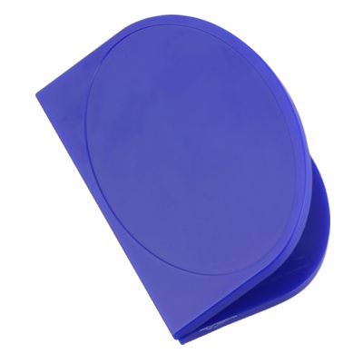 Plastic blue arched chip clip with imprint.