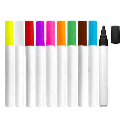 Blank erasable marker with colorful cap.