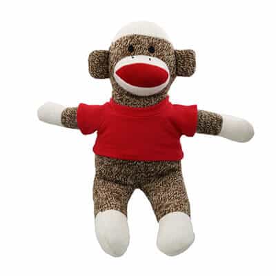 Plush and cotton red brown sock monkey blank.