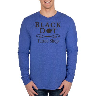 Reused royal heather long sleeve t-shirt with logo.