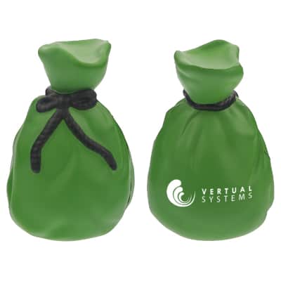 Foam bag of money stress ball personalized with logo.