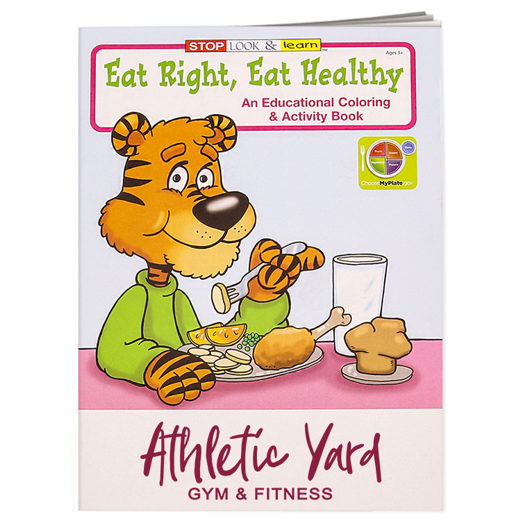Paper eat right coloring book with printed logo.