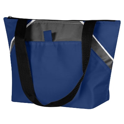 Blank royal blue polyester lunch cooler bag.
