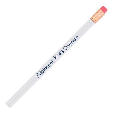 White jumbo pencil with custom logo.