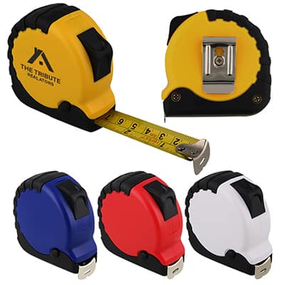 Plastic, TPR, steel yellow 16 foot classic tape measure with personalized imprint.