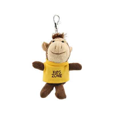 Plush and cotton yellow wild bunch key tag monkey with imprinting.