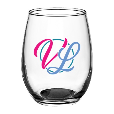 Black wine glass with full color logo.