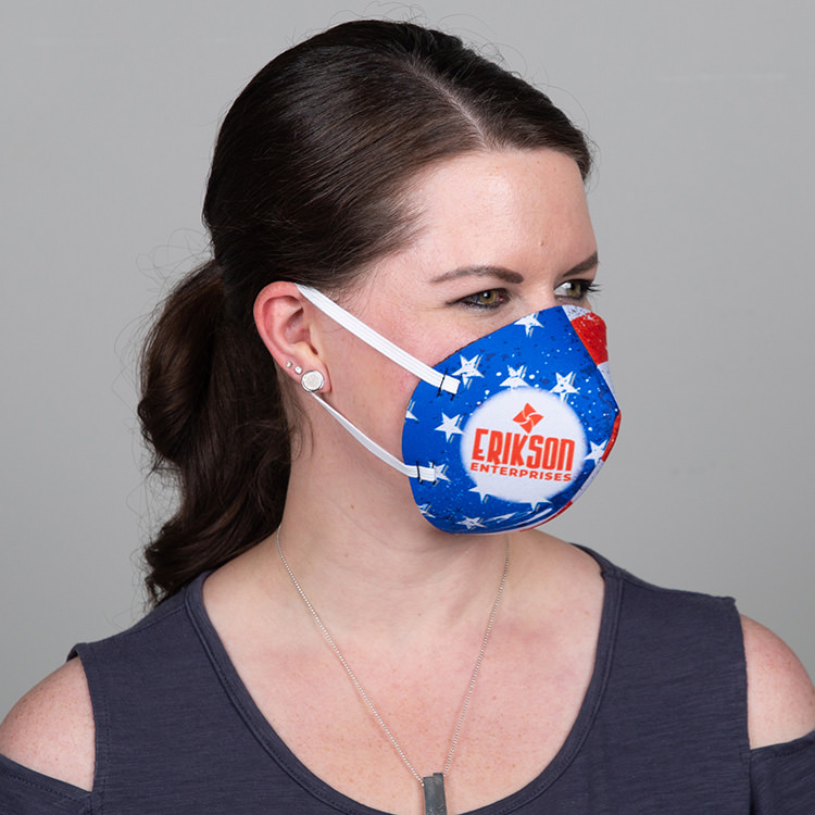 Foam patriotic print face mask.