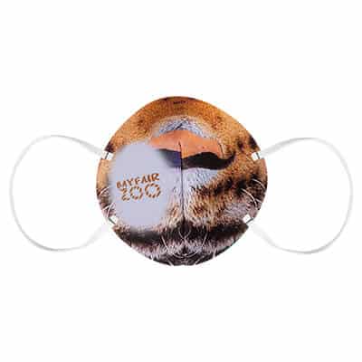 Foam tiger print face mask with full-color imprint.