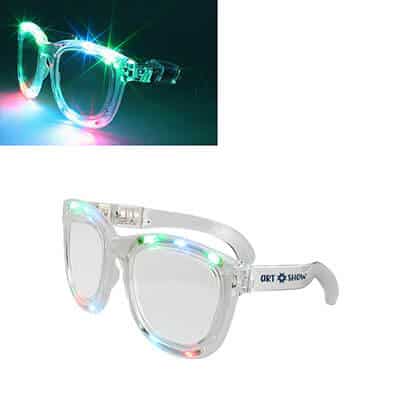 Plastic multicolor jumbo LED wacky party shades with personalized logo.