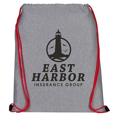 Jersey knit and polyester red drawstring with personalized logo.