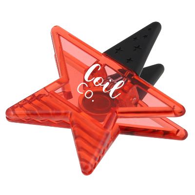 Plastic translucent red star magnetic chip clip with imprint.
