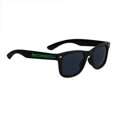 Plastic black kid's black maui sunglasses with personalized imprint.