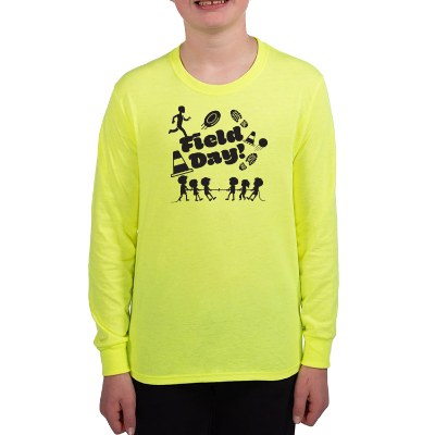 Youth safety green long sleeve t-shirt with custom logo.
