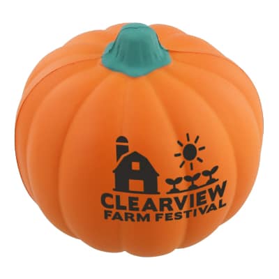 Foam pumpkin stress ball with logo.