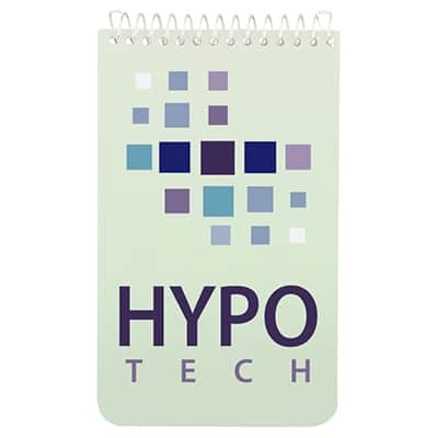Full color logo on small jot down notepad.