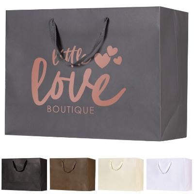 Kraft paper charcoal 16 inch eurotote with handles and foil stamping.