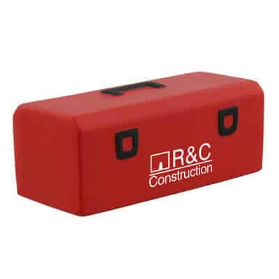 Foam tool box stress reliever with customized imprint.