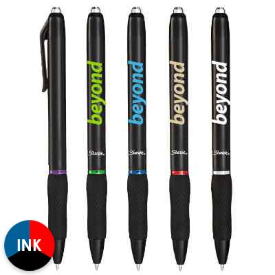 Black pen with personalized logo.