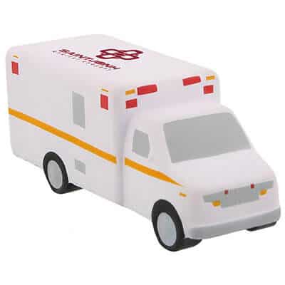 Foam ambulance stress reliever with custom print.