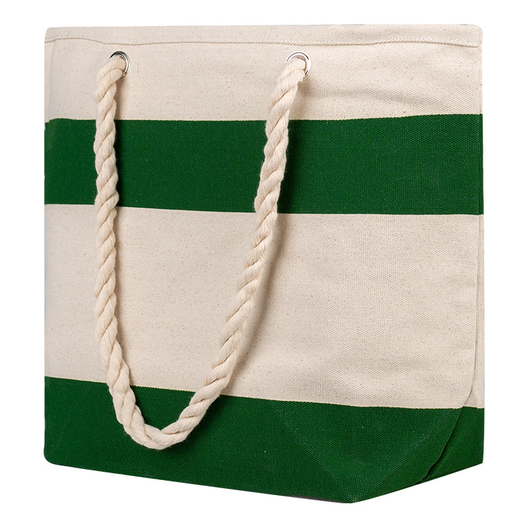 Cotton canvas cruising tote with rope handles.