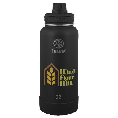 Black stainless bottle with full color logo.