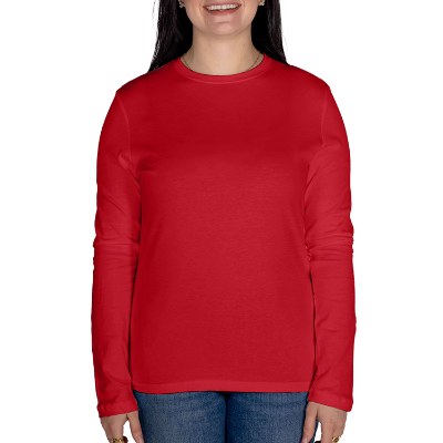 Blank red long sleeve women's t-shirt.