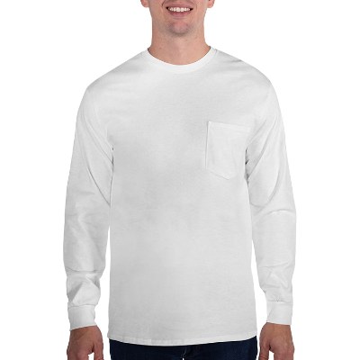 Plain white long sleeve t-shirt.