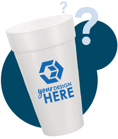 White personalized  Styrofoam cups with blue imprint