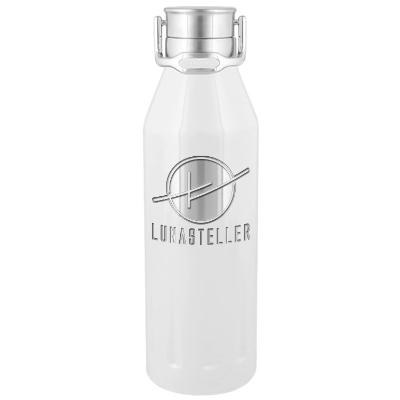 Stainless white sports bottle with custom engraved imprint in 20.9 oz.