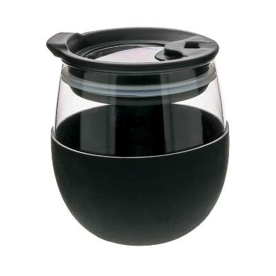 Blank black glass orb tumbler.
