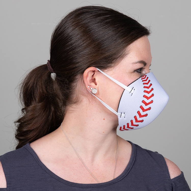 Foam baseball print face mask blank.
