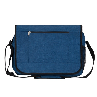 Polycanvas slate blue high travel messenger bag blank.