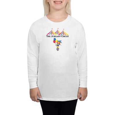 Full color youth white long sleeve tee.