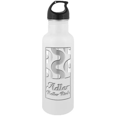 Stainless white water bottle with custom engraved imprint in 24 oz.