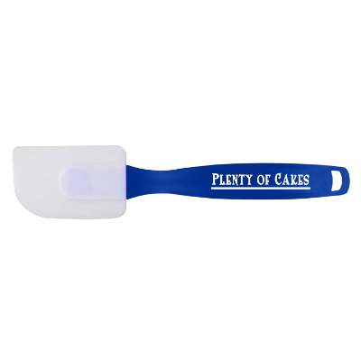 Translucent blue classic silicone spatula with custom logo.