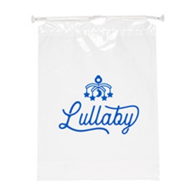 Plastic white cotton recyclable drawstring bag personalized.