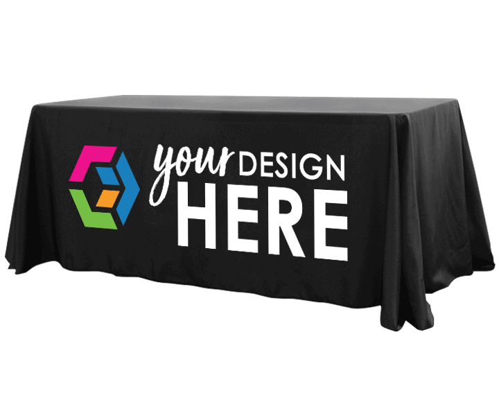 Black table cover with full color imprint