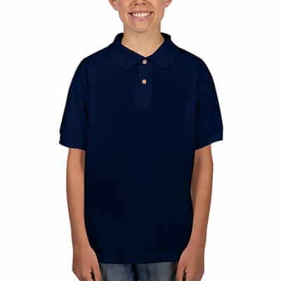 Blank navy blue youth polo shirt.