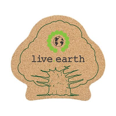 Large cork tree coaster with full color printing.